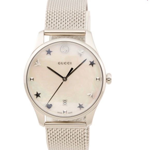 Gucci Silver Mesh Watch With Stars Women's Watch - Picture 1 of 2